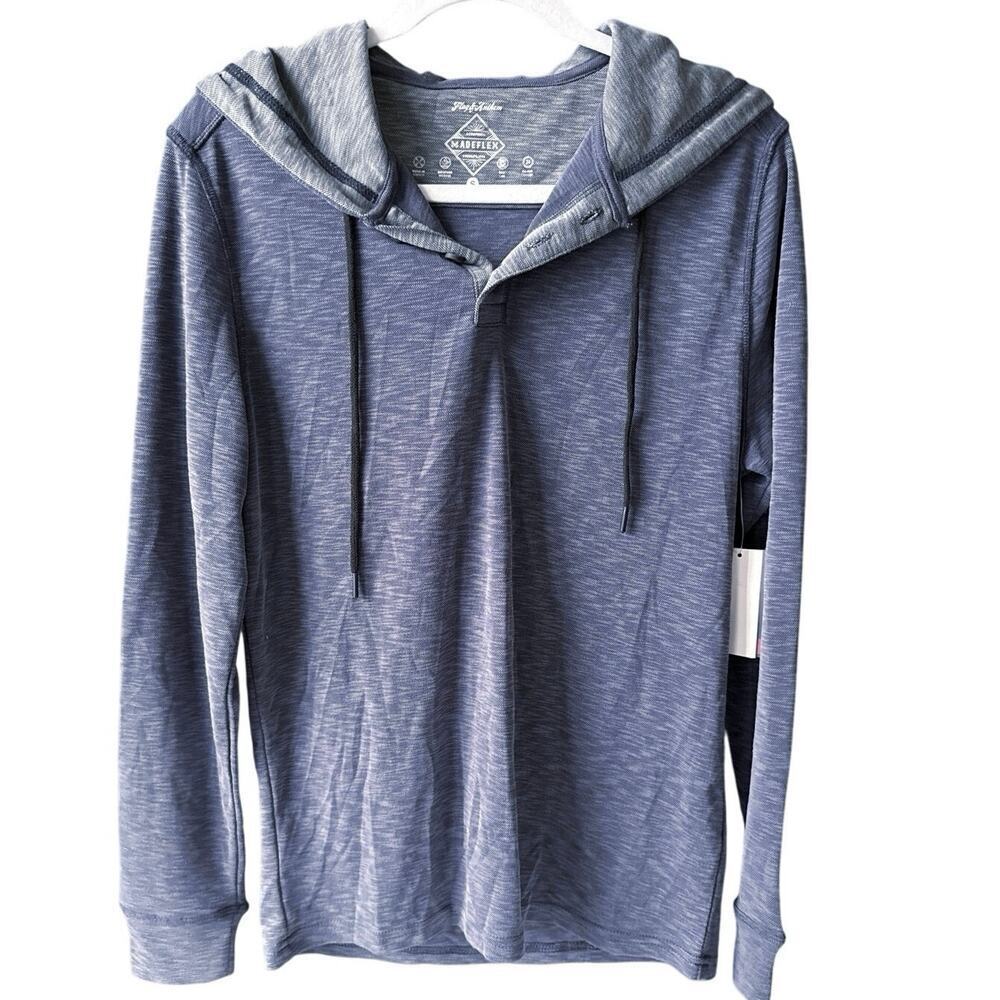 Flag & Anthem Madeflex Pullover Hoodie Small Blue Moisture Wicking‎ Stretch NEW